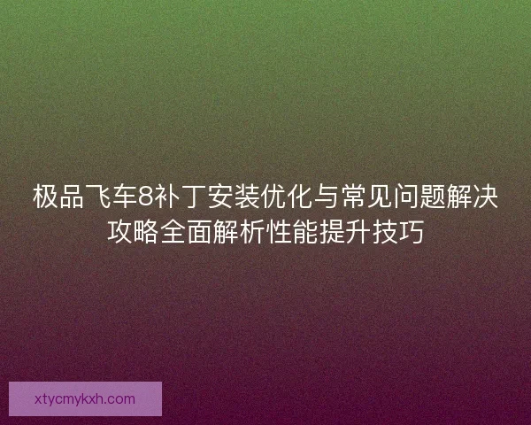 极品飞车8补丁安装优化与常见问题解决攻略全面解析性能提升技巧