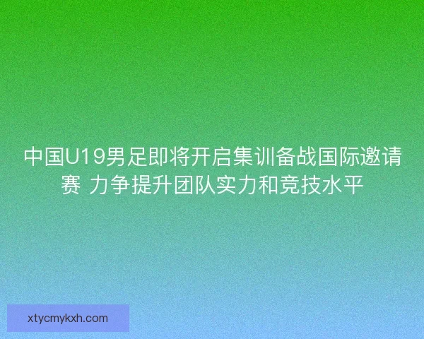 中国U19男足即将开启集训备战国际邀请赛 力争提升团队实力和竞技水平